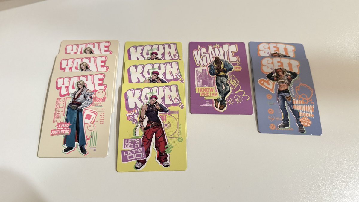 SarahHimeDere's tweet photo. Hi! Helping trade for a friend. Anyone in the LA/SGV area have an ezreal for trade for the Chi Cha San Chen photocard event? They have an aphelios for trade. Also willing to trade my traders as well! 
Picture below of my traders:
Yone, Kayn, K’sante and Sett. 

#HEARTSTEEL‌ https://t.co/wYF7SnUX8U
