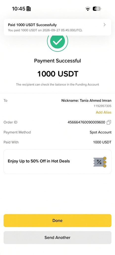 Crypto__Haris's tweet photo. Sent $1000 to 3 Binance UIDs: 1192957305, 485438530 and 808436863 🎉🔥

I will send $1000 to 3 more people today who follow me @Crypto__Haris

Comment your Binance UID or wallet address below 👇 https://t.co/U34pubuEL6