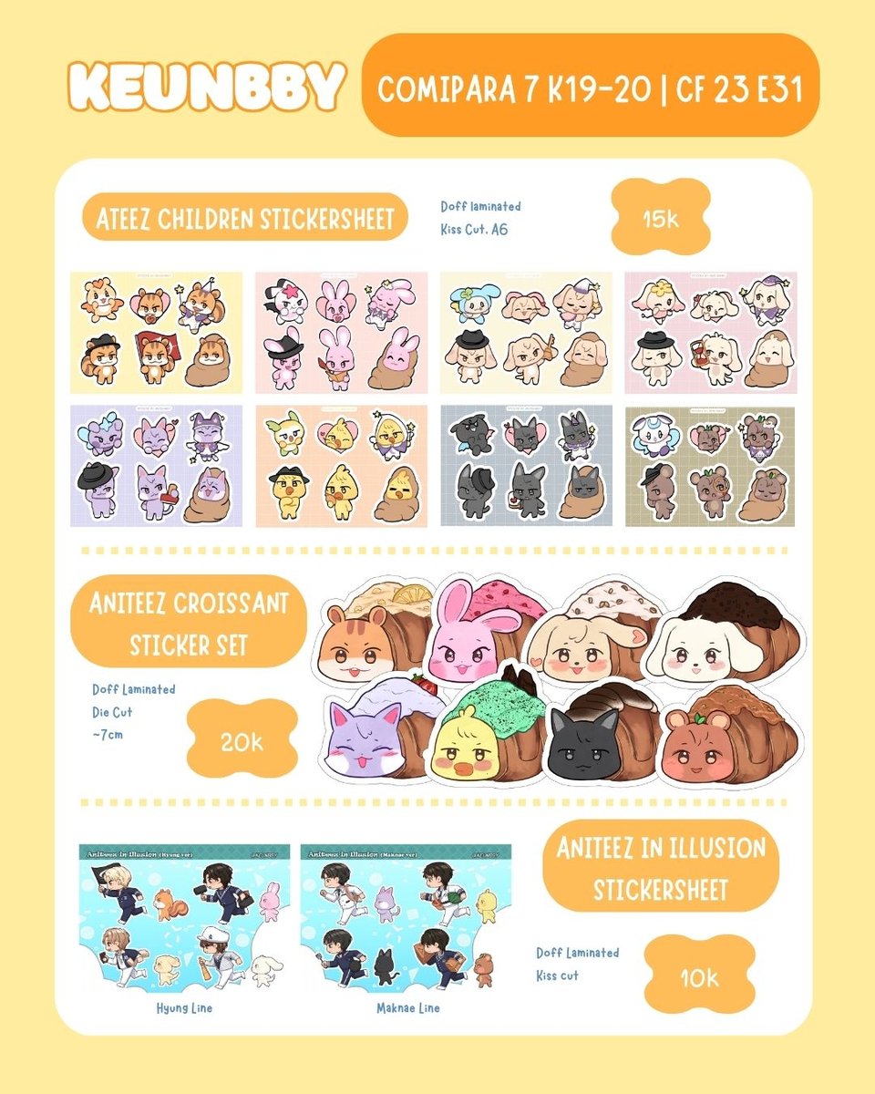 KEUNBBY's tweet photo. [🩷 &amp; 📷 are appreciated!]
Keunbby's catalogue for #comipara7 &amp; #CF23/#Comifuro23

📌Sukoshi Sukoshi Demek
K19-20(Comipara), E31 (CF)

🛒Pick Up PO: ~ 3 Oct (Comipara) &amp; 15 Oct (CF)
💌Mail PO : TBA

🛍️ATEEZ
🛍️ANITEEZ

🔗form in replies https://t.co/IHRc2uj69j