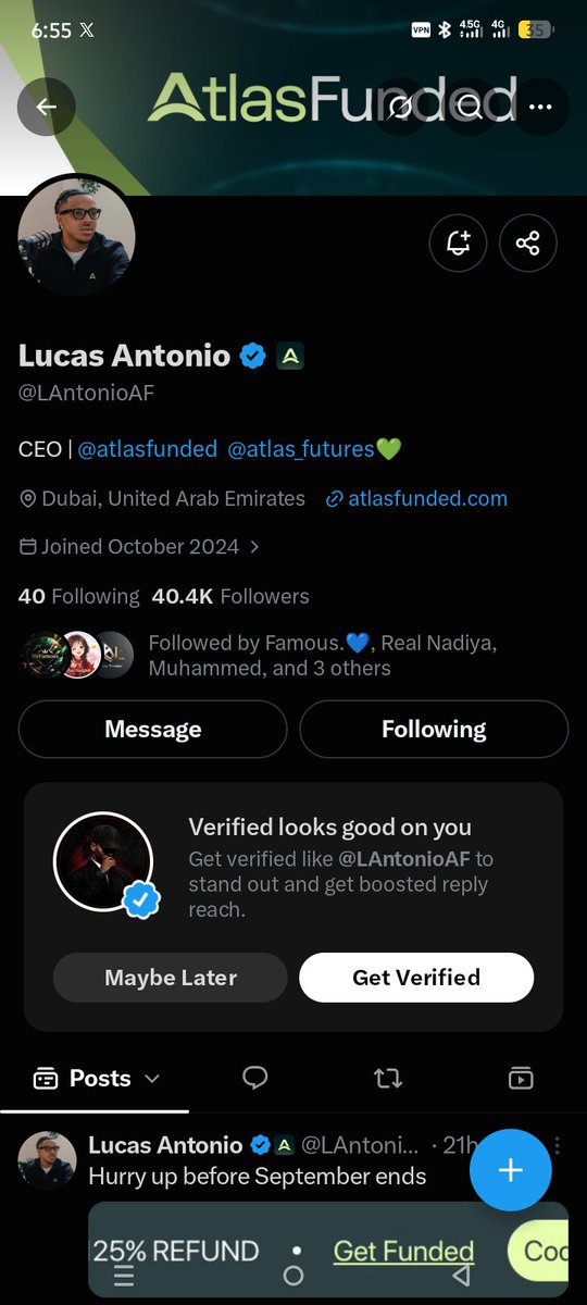 Abeekaay's tweet photo. @Trader_Izzu @LAntonioAF @atlasfunded @atlas_futures Done ✅ https://t.co/7CMfD5ZCI3