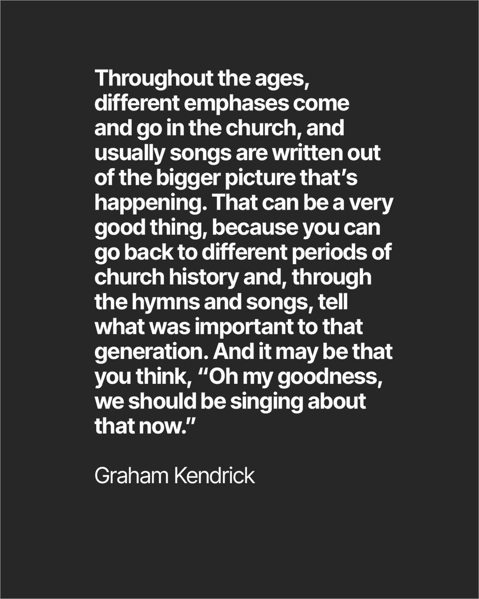 MakeWayMusic's tweet photo. Throughout the ages, different emphases come and go in the church, and usually songs are written out of the bigger picture that's happening. You can go back to different periods of church history and, through the hymns and songs, tell what was important to that generation. https://t.co/cOM5s4uNpP