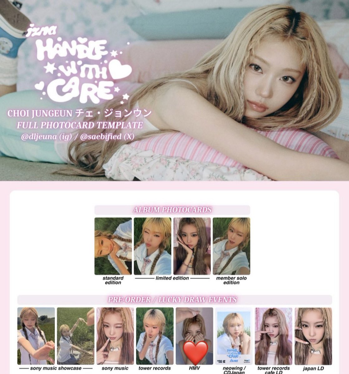 crtya7's tweet photo. izna HANDLE WITH CARE hmv 特典 トレカ 交換

譲）マイ ジミン ココ サラン ジョンウン
求） 画像❤️ セビ＞ジョンウン

郵送希望です📮 https://t.co/meKhYlEED4