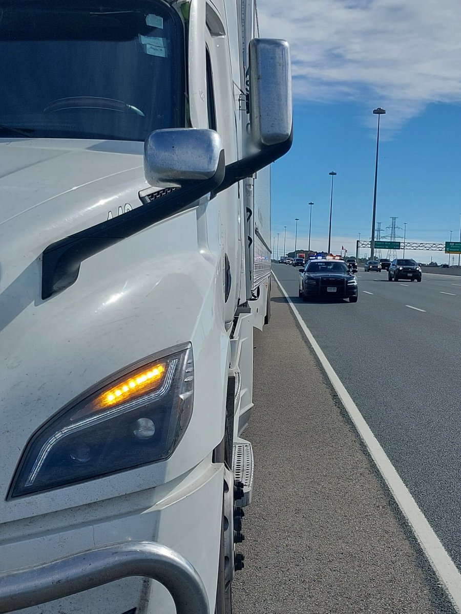 OPP_HSD's tweet photo. Thank you to the member of the public who called 911 to report an erratic transport truck. 
#CambridgeOPP officers located and stopped the truck. 
The driver was arrested and charged with #ImpairedDriving after blowing almost 3 times the legal limit. 
Vehicle seized, licence suspended ^ks