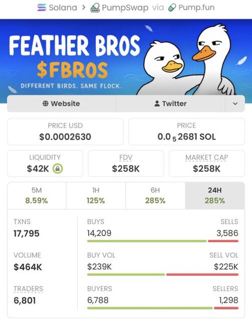 Sol_Vision_'s tweet photo. $FBROS went from $2.8K → $258K MC 🚀🔥
That’s a massive 92X move. 📈

This is what getting in early can look like.

Follow me + join the VIP TG for early calls. 👀

CA: 5EHz51kdjgqmq7SH287DihsKZ2GkjziWLUpfpdrVpump https://t.co/udKAD9ITSq