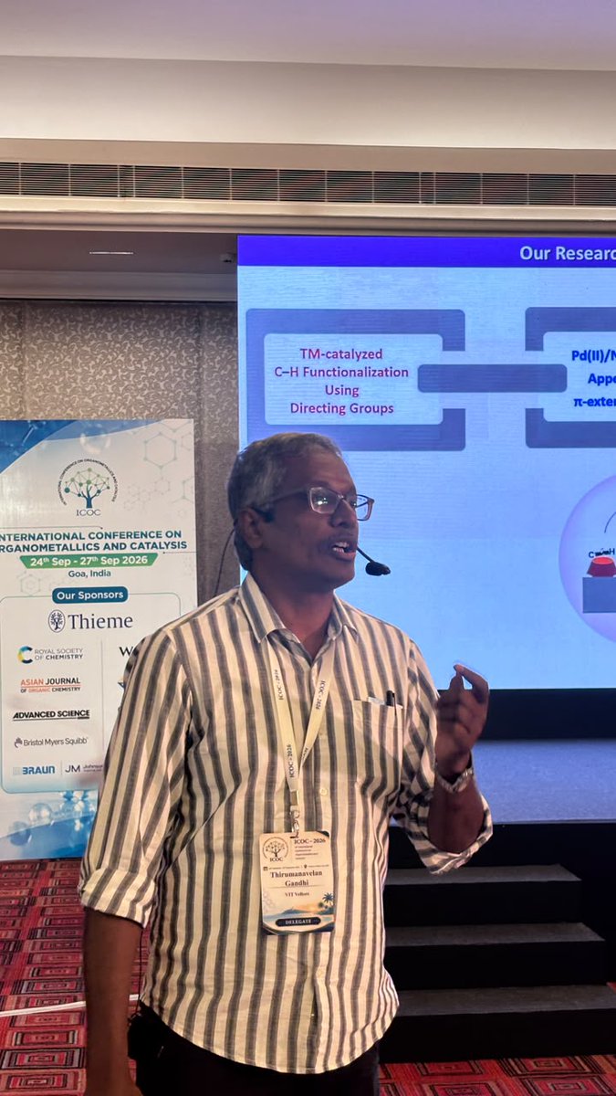 icoc_2026's tweet photo. 🎤🧪 Exploring exciting chemistry at #ICOCIV2026! Prof. T. Gandhi is sharing fresh scientific insights with the audience. ✨ https://t.co/T8qNIFVK3c