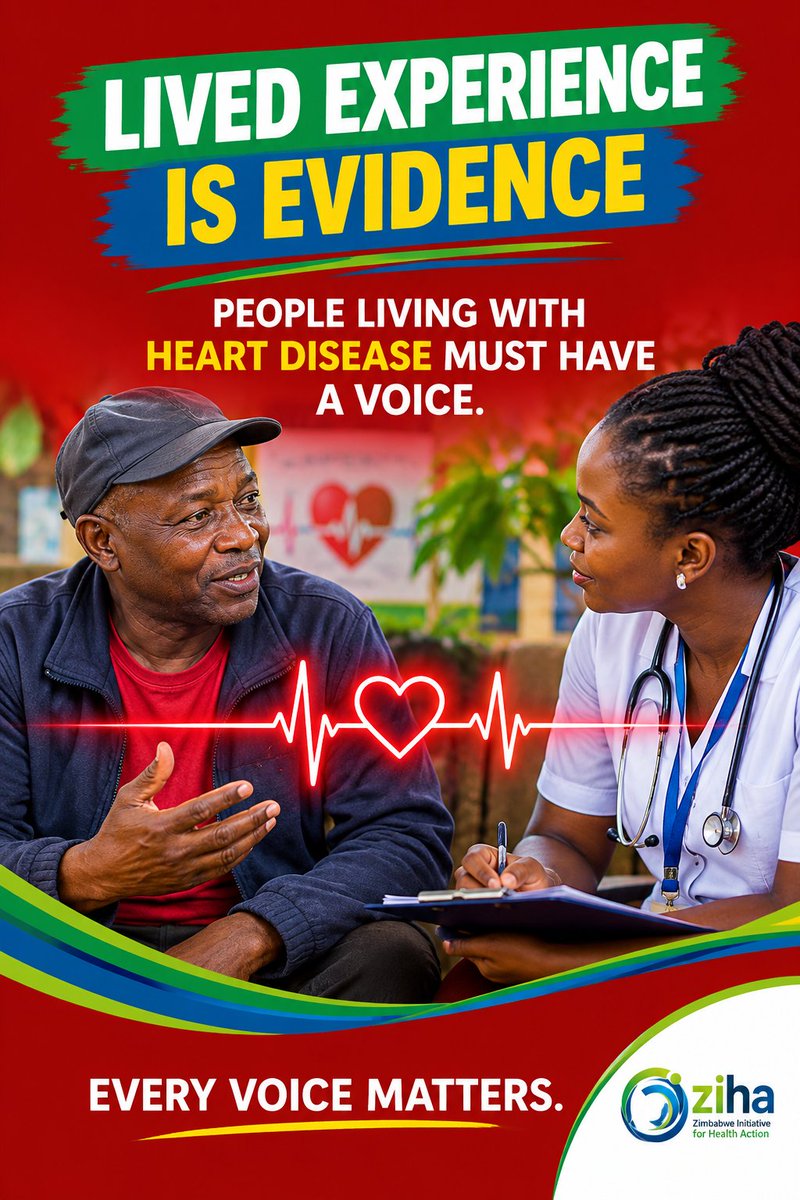 ZIHAZimjabwe's tweet photo. People living with cardiovascular disease know what it means to navigate care.
Their experiences can show health systems what works, what doesn't and what needs to change.
Listen. Include. Act.
#WorldHeartDay #LivedExperienceLeads #EveryVoiceMatters #ZIHA @mohcczimbabwe https://t.co/rsr4OY1oEx