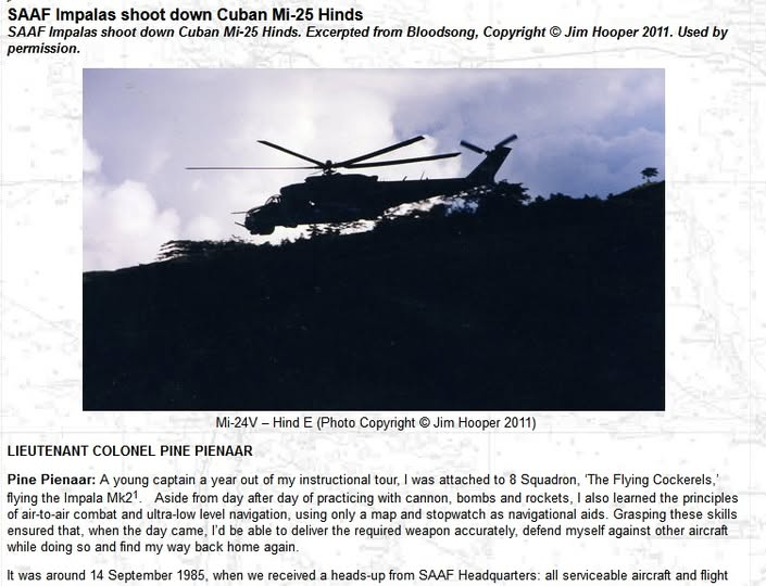 thyphoidjack's tweet photo. 27 September 1985: Two pairs of Impala Mk IIs were scrambled from Air Force Base Rundu at approximately 14h00Z to intercept and shoot down two FAPA helicopters. 
The intercept was successful, and the SA Air Force scored its first kills in fighter-versus-helicopter air combat. 
Two Mi-25 Hinds were shot down.