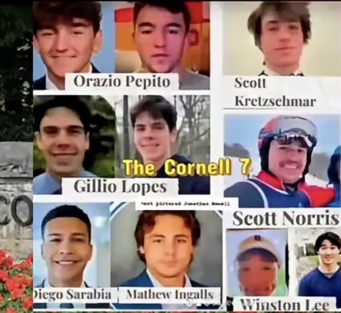 CCGarriseauxn's tweet photo. The #CORNELL7 are 7 Male @Cornell students accused of kidnapping, gang-raping, &amp; drugging, Female #Cornell student known as "JaneDoe," for HOURS. 

▪︎ #MatthewIngalls 
• #JohnathanNewell
• #WinstonLee 
• #GillioLopes 
▪︎ #DiegoSaraba 
• #ScottNorris
• #ScottKretzschmar https://t.co/ylgxHL3ikG