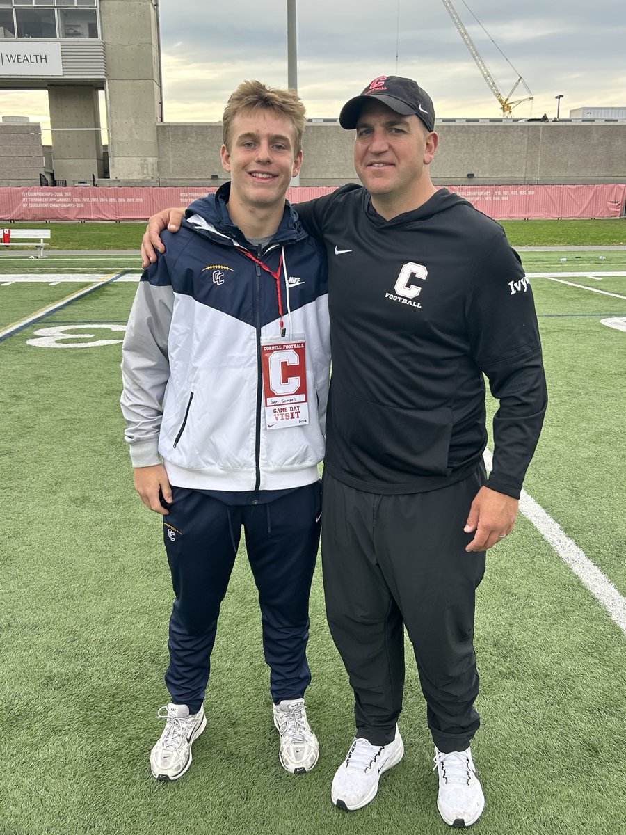 SamGompers312's tweet photo. Had a great time at Cornell today. Thanks @Coach_Hatcher20 for the invite. Go Big Red!

@CoachLehmeier @PCC_FOOTBALL @BigRed_Football @CoachTerp_ @CoachJDittman58 @WPIAL_Insider @wpialsportsnews @PA_TodaySports @210ths https://t.co/5JG3jS7sPl
