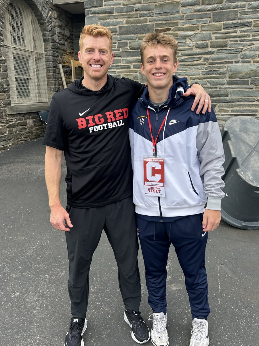 SamGompers312's tweet photo. Had a great time at Cornell today. Thanks @Coach_Hatcher20 for the invite. Go Big Red!

@CoachLehmeier @PCC_FOOTBALL @BigRed_Football @CoachTerp_ @CoachJDittman58 @WPIAL_Insider @wpialsportsnews @PA_TodaySports @210ths https://t.co/5JG3jS7sPl