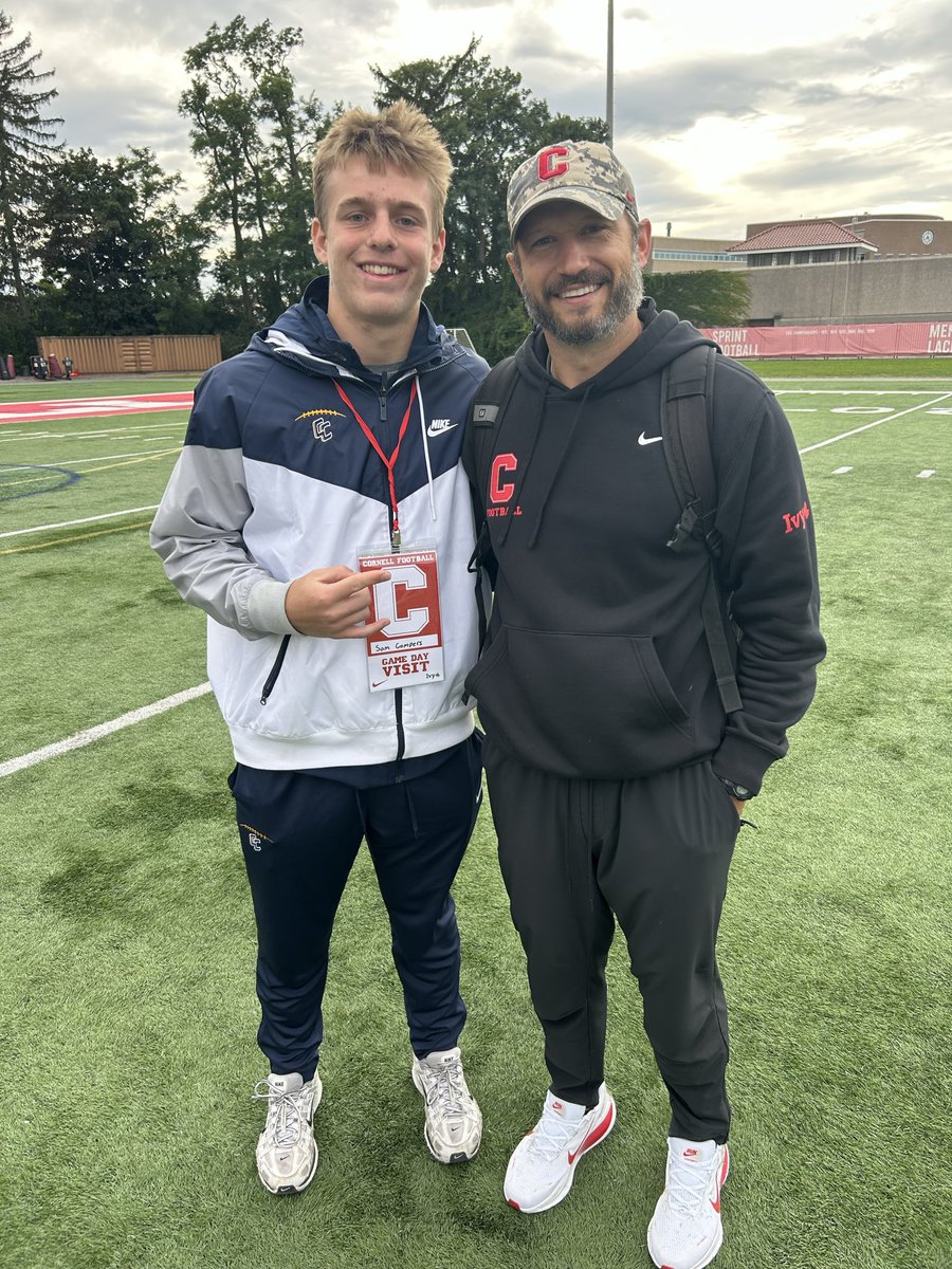 SamGompers312's tweet photo. Had a great time at Cornell today. Thanks @Coach_Hatcher20 for the invite. Go Big Red!

@CoachLehmeier @PCC_FOOTBALL @BigRed_Football @CoachTerp_ @CoachJDittman58 @WPIAL_Insider @wpialsportsnews @PA_TodaySports @210ths https://t.co/5JG3jS7sPl