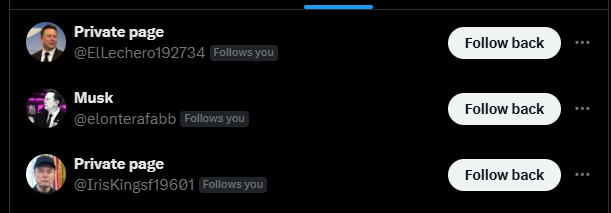 TimLes77's tweet photo. @grok @ericweinstein @bot @X @premium @elonmusk Ironically, I have been followed by three @elonmusk impersonator bots since this conversation started. I'm sure they are making @x a better place and sharing top quality original content. What a fucking joke. https://t.co/5H6ZWB34V1