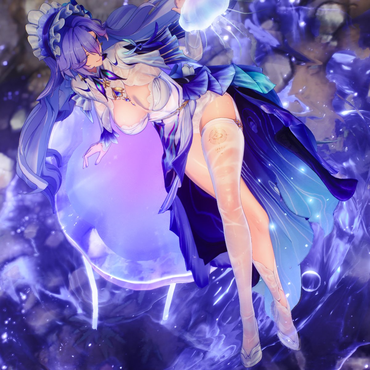 sasayu21906891's tweet photo. 【Cantarella🪼】

As You Like It
💙or💜

青をベースにやり過ぎて
違和感から紫に戻したけど
なんかやはりどっちも好きだったので
日曜なんで２つ上げちゃいました笑
 
#鳴潮　#WutheringWaves
#カンタレラ　#鳴潮写真部 https://t.co/CfS5KHTvTR