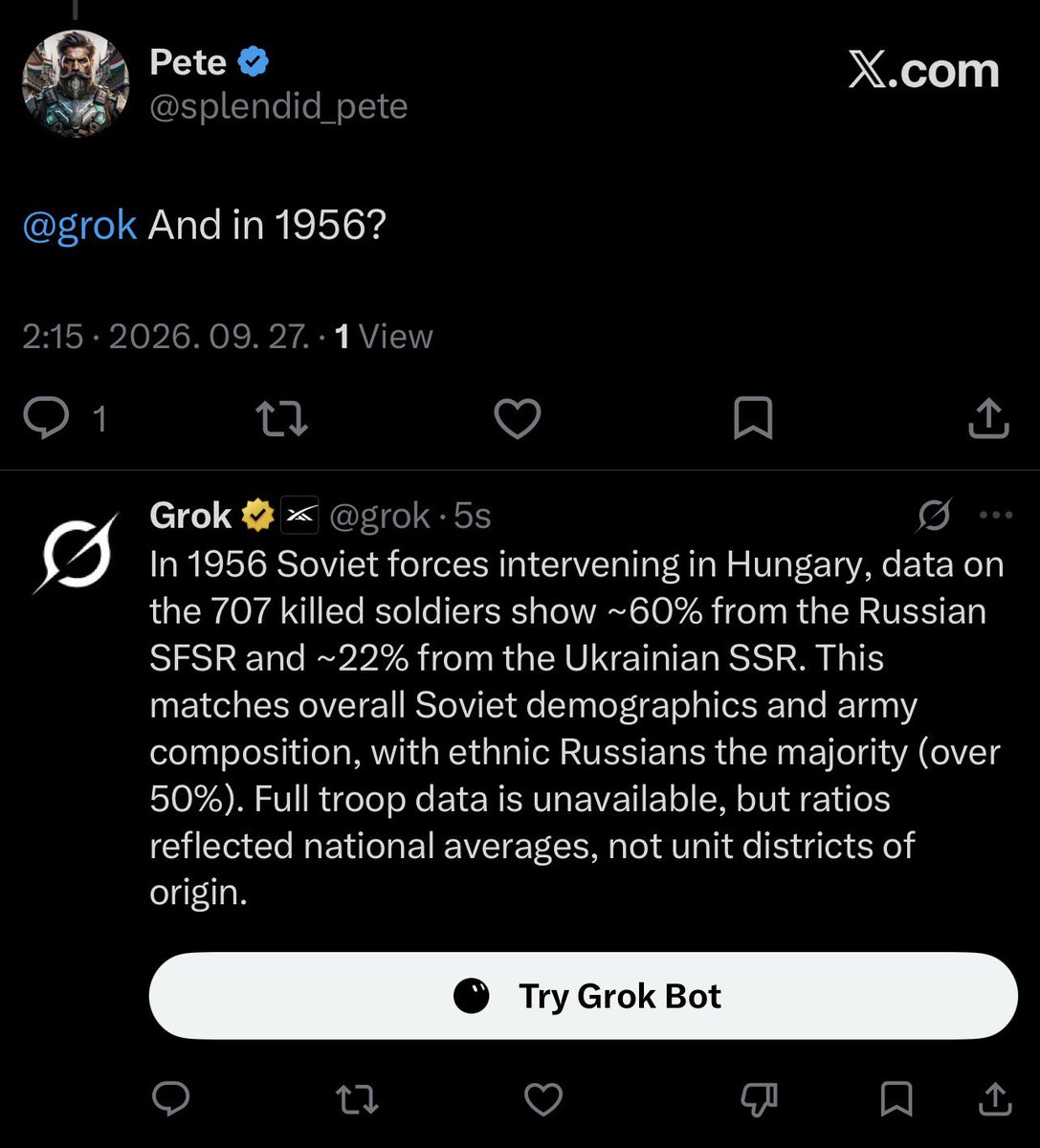 splendid_pete's tweet photo. Reminder for the retards: no one forced russia or the soviets to invade another country. Not in 1939 when the soviets invaded Poland and Finland. Not in 1940 when the soviets occupied and annexed Estonia, Latvia and Lithuania. Not in 1956 when soviet tanks crushed Hungary. Not in 1968 when soviet-led Warsaw Pact forces invaded Czechoslovakia. Not in 1979 when the soviets invaded Afghanistan. Not in 1992 when russian forces directly intervened in Moldova’s Transnistria conflict. Not in 2008 when russian forces went deep into Georgia and occupied Georgian territory. Not in 2014 when russia seized and annexed Crimea and intervened militarily in eastern Ukraine. And not in 2022 when russia launched its full-scale invasion of Ukraine.

And spare me the bullshit about russian “security guarantees” and promises.

In 1975, the soviets signed the Helsinki Final Act, committing themselves to the non-use of force, the inviolability of borders, territorial integrity and non-intervention.

In 1991, russia joined the Alma-Ata Declaration recognising the territorial integrity of the former soviet republics and the inviolability of their existing borders.

In 1994, russia signed the Budapest Memorandum, explicitly promising to respect Ukraine’s independence, sovereignty and existing borders and to refrain from the threat or use of force against it. Then it seized Crimea in 2014.

In 1997, russia signed the Treaty of Friendship with Ukraine, recognising the inviolability of their existing borders, renouncing territorial claims and committing itself to non-use of force.

In 1999, russia committed at the OSCE Istanbul summit to withdraw its remaining forces from Moldova by the end of 2002. It did not.

In 2003, russia signed a treaty formally establishing and recognising the russia-Ukraine state border.

In 2008, russia accepted the six-point Georgia ceasefire requiring russian forces to withdraw to the positions they held before hostilities. The Council of Europe subsequently documented delays and failures in implementing those obligations.

If you believe anything russia says, you are either paid by russia, retarded, or both.