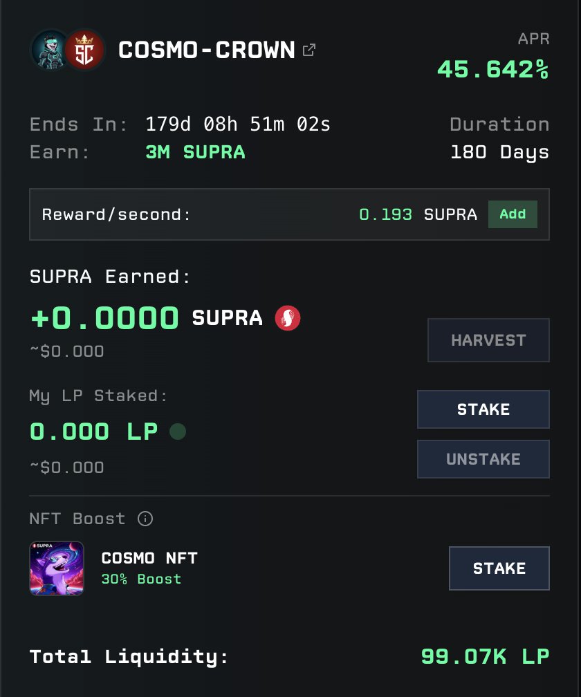 MorphoFace's tweet photo. New Farm!

3 Million supra:native being awarded in this COSMO - CROWN farm on @AtmosProtocol. Those are some hefty rewards! 🤑 https://t.co/Ge9FuWtFMy