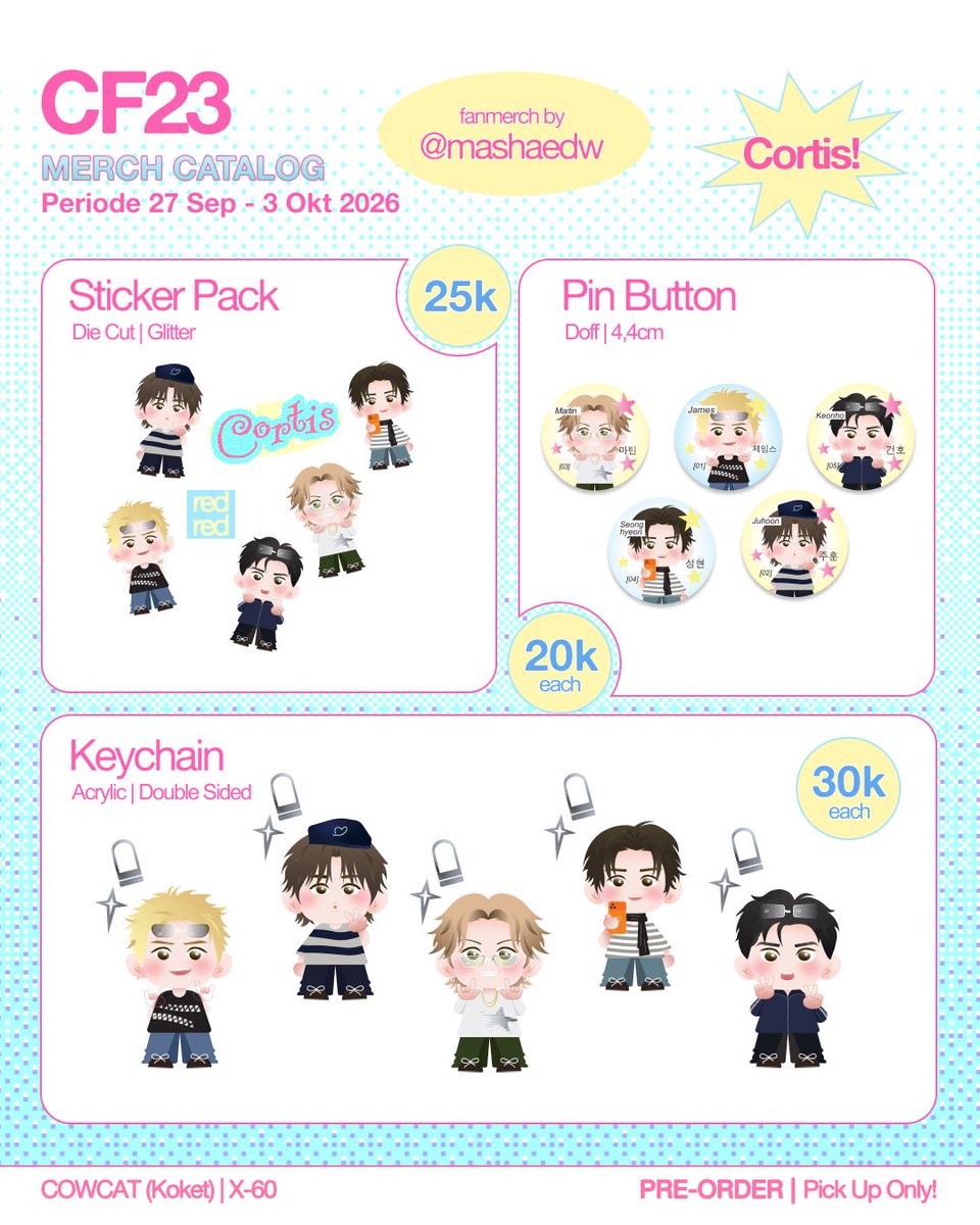 mashaedw's tweet photo. [ 🩷&amp;🔁 are appreciated! ]

⊹ 🛒 Mashaedw's CF23 [Pick Up Only!]

꩜ Pre-Order : 27 Sep - 3 Okt
꩜ Booth : COWCAT X-60
꩜ Fandom : Aespa, Cortis
꩜ Form PO : https://t.co/987u5YmnnL

 #comifuro23 #cf23catalogue https://t.co/hMhlO8AXO6