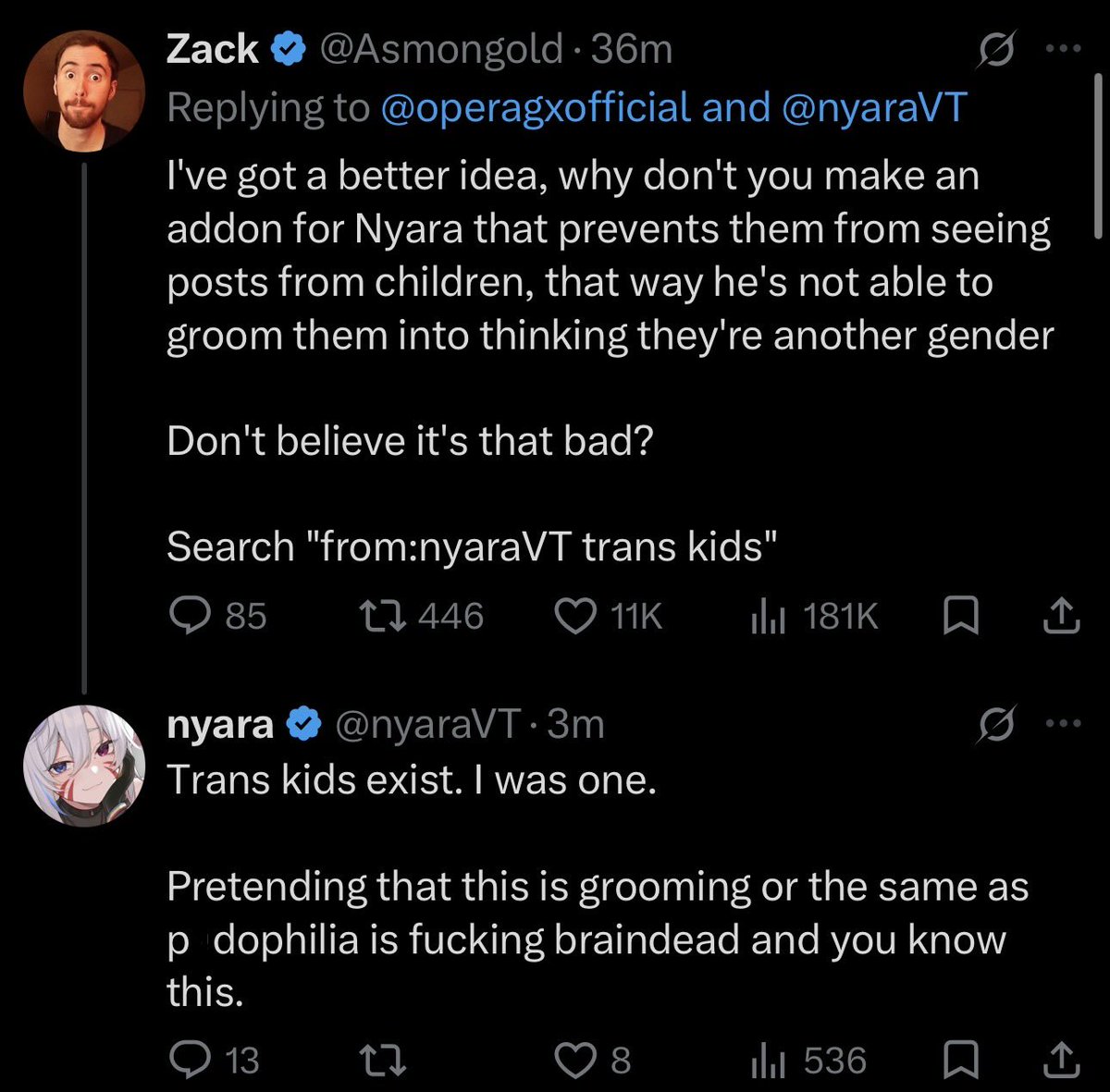 Awk20000's tweet photo. Asmongold responds to Nyara and Opera GX brainstorming an addon that removes everything Asmongold related https://t.co/94MhzcZ9kf