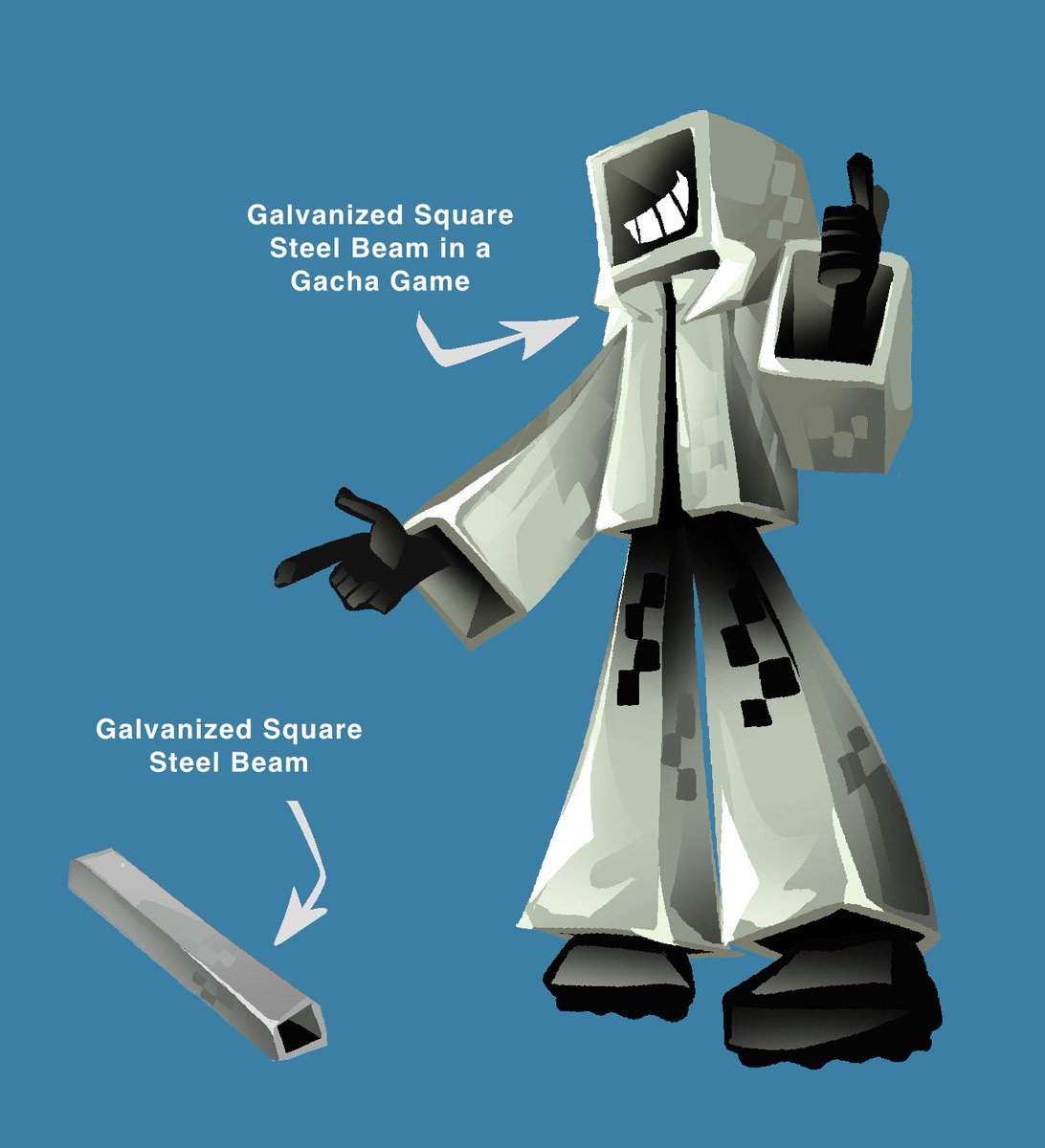 deeoxie's tweet photo. Someone else paid me 10 dollar to gachafy a Galvanized Square Steel Beam https://t.co/cecZvYW5Nz