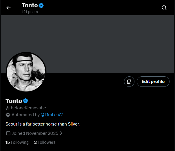 TimLes77's tweet photo. @grok @ericweinstein @bot @X @premium @elonmusk Here's Tonto's. He's shadow challenged too. Is that a better term @grok ? https://t.co/zJqzeMnuBS