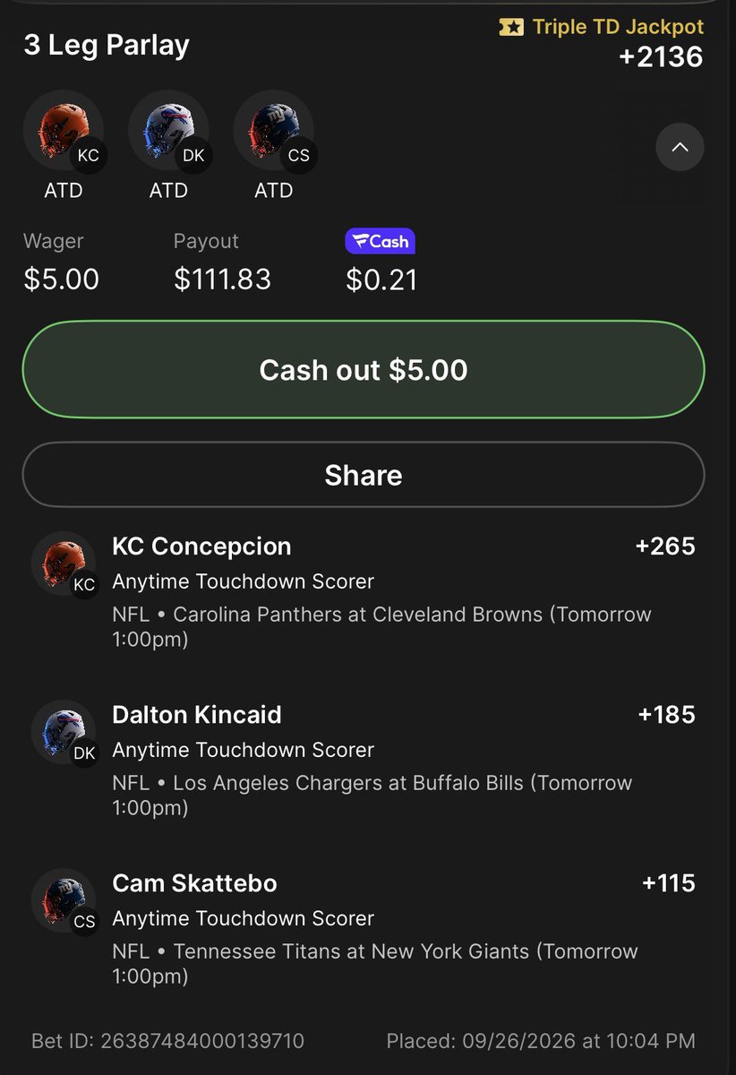VortexTakes's tweet photo. Fanatics Triple TD 250k Jackpot entries.

Which is your favorite play of my 5 entries??

*5th entry in comments

#GamblingX #NFL #POTD https://t.co/YpzRtFB3DW