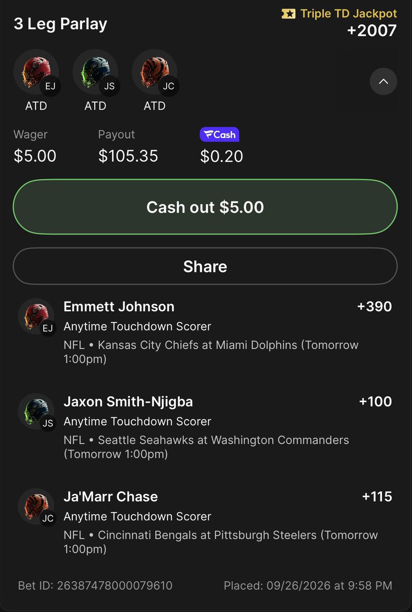 VortexTakes's tweet photo. Fanatics Triple TD 250k Jackpot entries.

Which is your favorite play of my 5 entries??

*5th entry in comments

#GamblingX #NFL #POTD https://t.co/YpzRtFB3DW