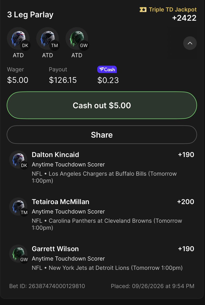 VortexTakes's tweet photo. Fanatics Triple TD 250k Jackpot entries.

Which is your favorite play of my 5 entries??

*5th entry in comments

#GamblingX #NFL #POTD https://t.co/YpzRtFB3DW