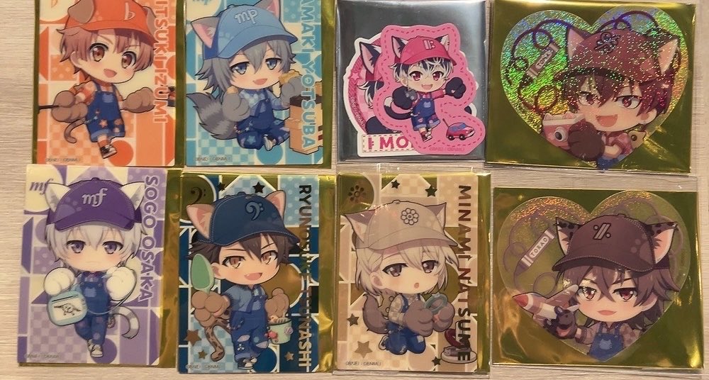 nanatsuno_you's tweet photo. 【交換】アイドリッシュセブン アイナナ ナンジャタウン ナンジャ C賞 カード

譲→クリアカード: 三月、環、壮五
クリアカードレア: 龍之介、巳波
ステッカー：百
C賞: ナギ、百、トウマ、虎於

求→クリアカード:陸、一織 or 定価+送料
レア: 天、悠(友人分)
ステッカー: 陸
C賞: 陸、一織

→ https://t.co/oWczsAtF7p