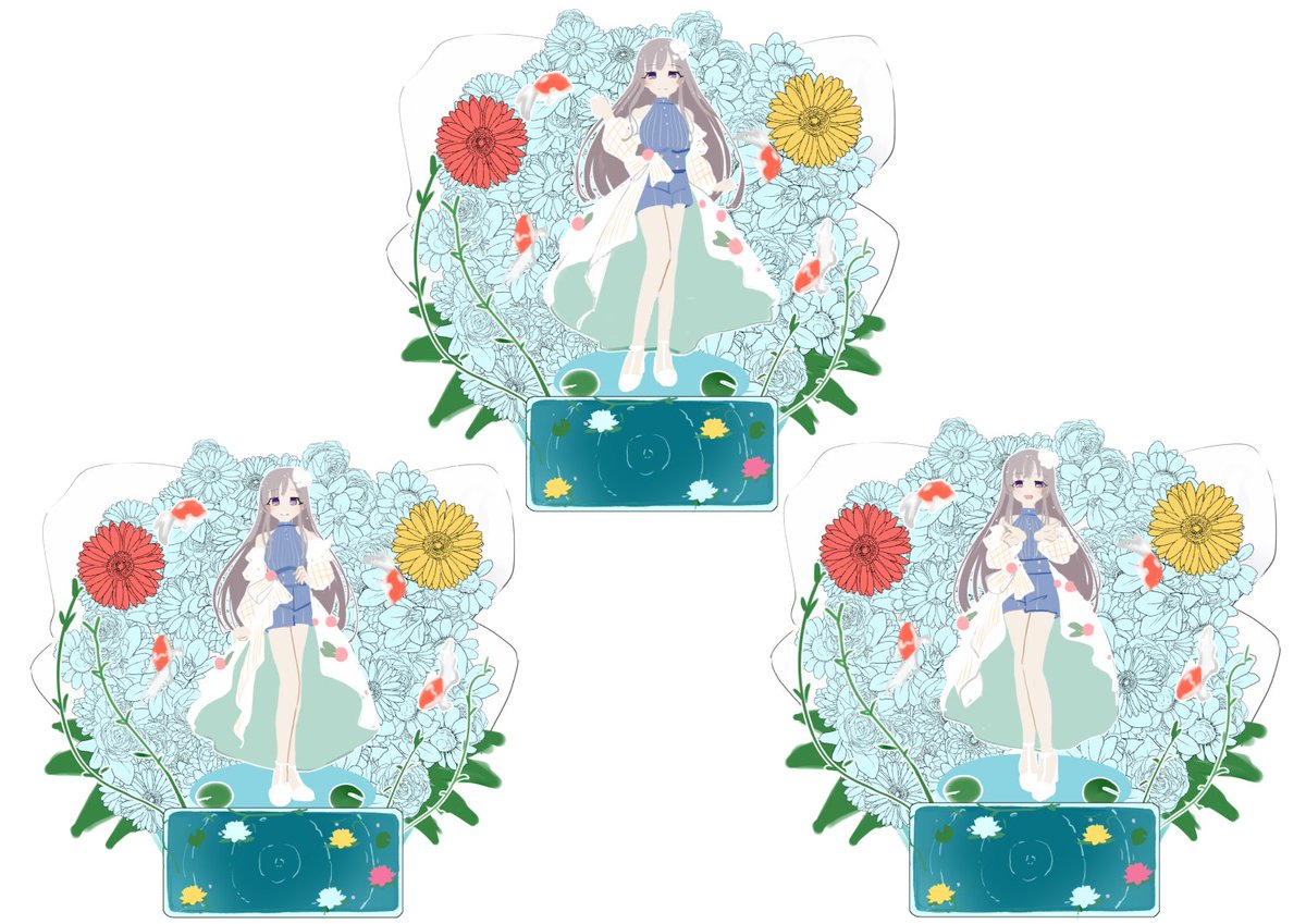 isarattrap's tweet photo. 改めてこちらの素敵なお花にイラスト・デザインで参加させていただきました！！

3点ラフを描いて、その中から主催・運営さんの意見を交えて構図を選びました。
立ち絵構図が決まってからもアドバイスをいただき、いくつかポーズを描いて厳選しました。
ランウェイにふさわしい1枚になったと思います！ https://t.co/alcIj93hab