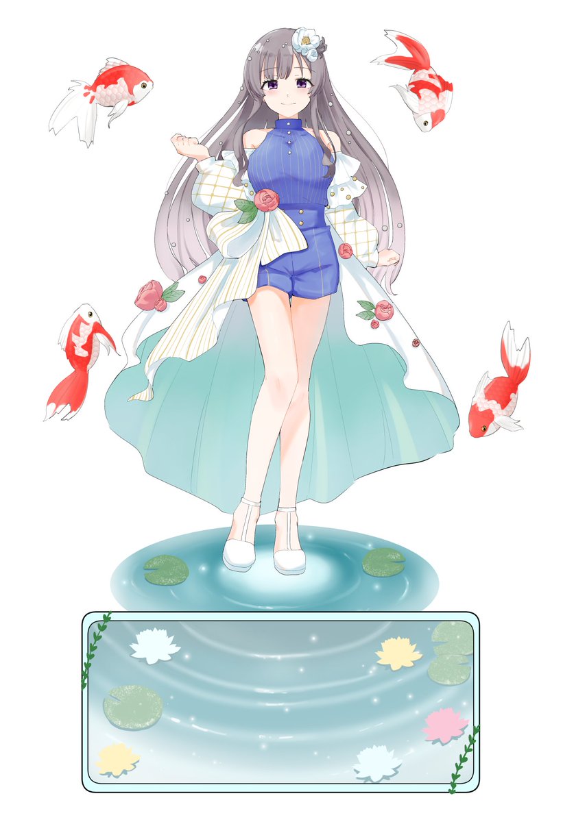 isarattrap's tweet photo. 改めてこちらの素敵なお花にイラスト・デザインで参加させていただきました！！

3点ラフを描いて、その中から主催・運営さんの意見を交えて構図を選びました。
立ち絵構図が決まってからもアドバイスをいただき、いくつかポーズを描いて厳選しました。
ランウェイにふさわしい1枚になったと思います！ https://t.co/alcIj93hab