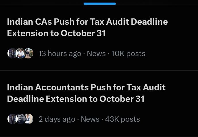 RahulSharma678's tweet photo. 🚨 TAX AUDIT EXTENSION | AY 2026–27

10K+ posts by CAs.
43K+ posts by accountants.

The noise is loud. The message is clear.

👉 Govt must listen and provide clarity: 30 Sept → 31 Oct 2026.

@FinMinIndia @IncomeTaxIndia
#TaxAudit #ExtendTaxAuditDueDate https://t.co/HYsQOwq5EX