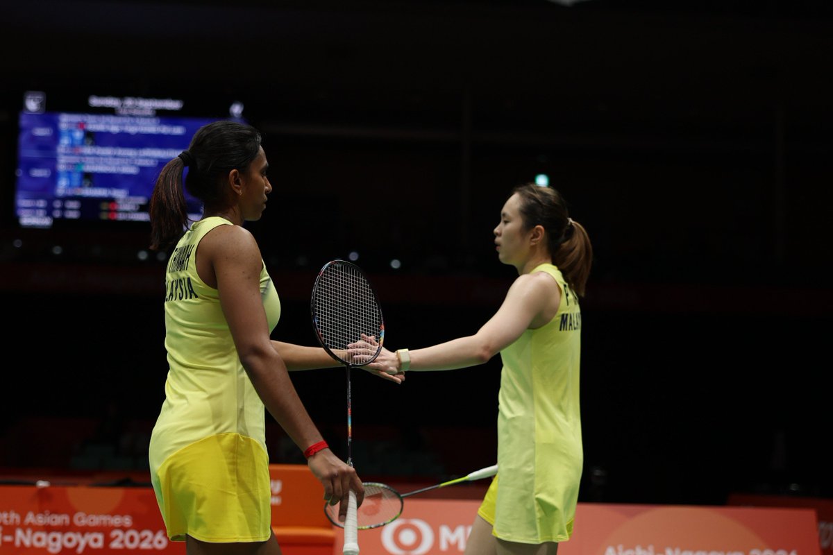 BA_Malaysia's tweet photo. #AsianGames2026

QF | WD

#MAS 🇲🇾 Pearly Tan-M. Thinaah def. #IND 🇮🇳 Treesa Jolly-Gayatri Gopichand Pullela 21-18, 21-9

MEDAL SECURED! 

Pearly-Thinaah have secured Malaysia’s first Asian Games women’s doubles medal since Vivian Hoo-Woon Khe Wei won bronze in 2014! 💪🏻🏸

#GemilangkanLagi
#BadmintonMalaysia
#DemiMalaysia