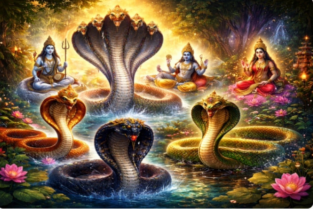 _somu17nov's tweet photo. 5 snakes that are considered sacred in Hinduism. 

अनन्तं वासुकिं शेषं पद्मनाभं च कम्बलम्।
शंखपालं धृतराष्ट्रं तक्षकं कालियं तथा॥

#शुभ_प्रभात_वंदन 🙏 https://t.co/DjRdnF0uuF