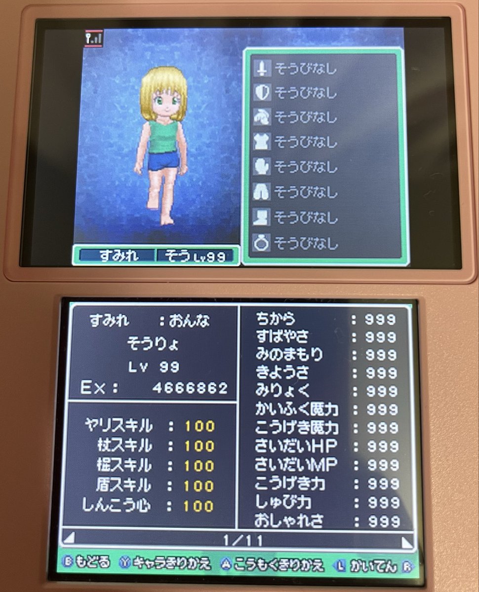 Guanyl5150's tweet photo. ドラクエ9で全ステータス999のキャラを育成しました！ https://t.co/tAK6iXJNWi