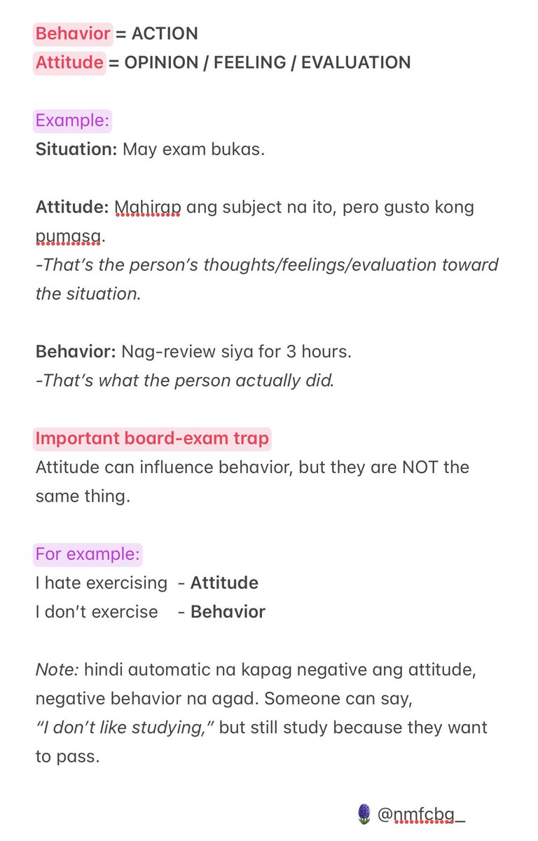 nmfcbg_'s tweet photo. ano daw pinagkaiba ng BEHAVIOR SA ATTITUDE? 

here's the simple way to remember: https://t.co/9lahA4IzgL