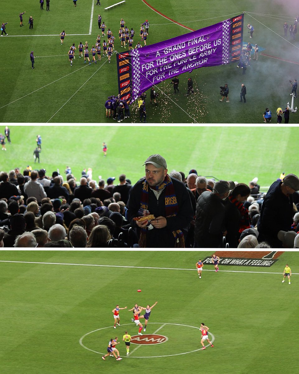 LukeMason38's tweet photo. It begins.

Rush hour: Half time in the Southern Stand.

Treacy’s first miss.

The moment Wharfie Time was declared. https://t.co/SV8oRlhQgk
