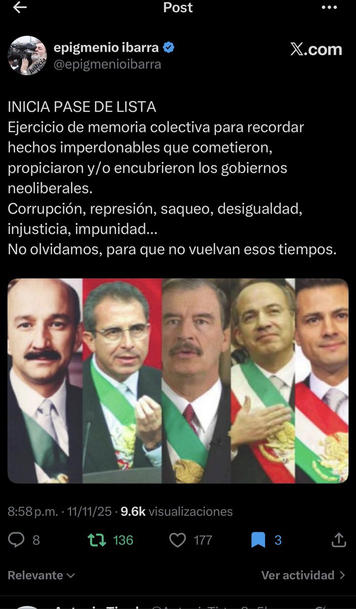 epigmenioibarra's tweet photo. Un poco más de 10 años hice, todas las noches en Twitter, el #PaseDeListaDel1al43. Acompañé las marchas que cada año se realizaban, participé en actos políticos, debatí con líderes de opinión que avalaron la “verdad histórica”, filme también, con integrantes del equipo de @A_Encinas_R, las labores de búsqueda en diversas zonas conflictivas debatí Guerrero y varias de las reuniones que, con las madres y padres de Ayotzinapa sostuvo AMLO. 

La oposición conservadora ha tratado de infiltrar el movimiento. Ricardo Salinas Pliego llegó al grado de montar  un golpe de estado -el día de la inauguración del mundial de futbol- usando a provocadores venido de Guerrero -con normalistas de Ayotzinapa- armados con artefactos explosivos. 

Aunque no olvidó la causa decidí apartarme del movimiento cuando, en lugar de señalar a los verdaderos culpables, de exigir castigo para Peña Nieto, algunos dirigentes cayeron en la trampa y, utilizados por la reacción, se volvieron contra los gobiernos de AMLO y de @Claudiashein que luchan por encontrar a Los43, establecer la verdad y hacer justicia.