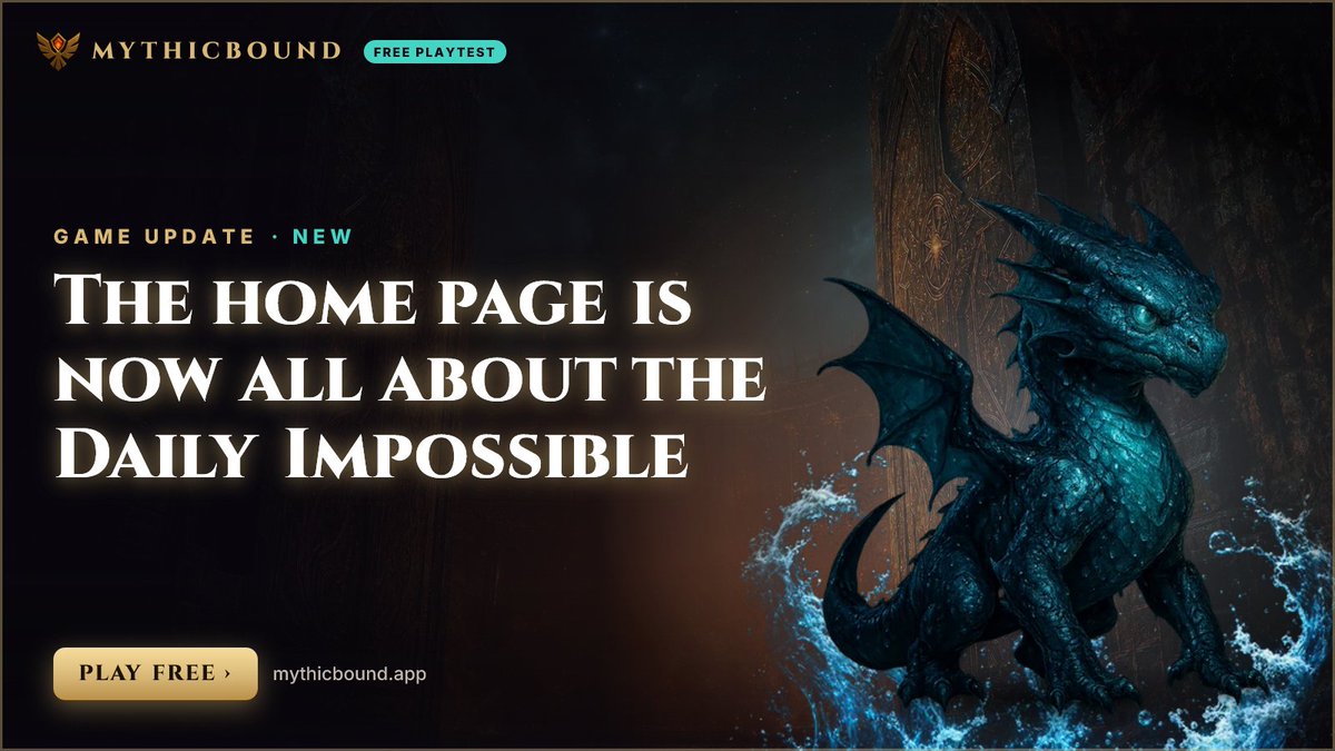 MythicboundSol's tweet photo. The first thing you see is today's challenge: the 5 Mythics everyone fights today, who holds the throne, and one button to fight them. You can play free with no wallet.
Also in this update:
β’ The team screen on a phone is shorter and shows your picks once
#MythicBound #Solana https://t.co/ptSr5EBlCm