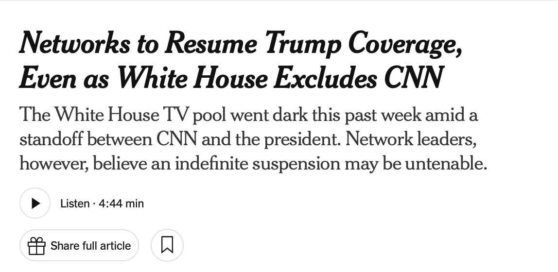 marceelias's tweet photo. Network solidarity against Trump's attack lasted less than one week. Pathetic. 

On the bright side for CNN, moving forward Bari Weiss can make changes to ensure there is no more friction with the White House.  

Support independent media. https://t.co/7W0yoPHUfA https://t.co/wz6MrEXXgz