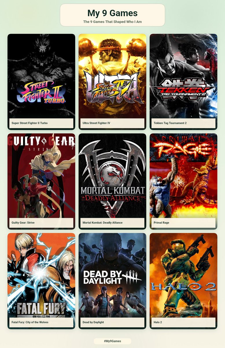 Cujo_Kate's tweet photo. My 9 games that shaped me 🎮
From when I was a kid, in the arcades, consoles, locals, tournaments, and more! https://t.co/iWkibb3pxn