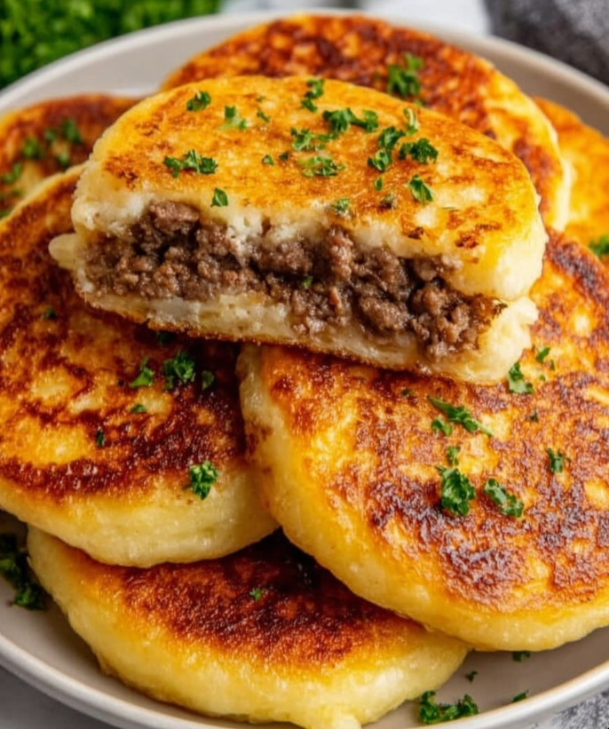 summer_food's tweet photo. Mashed Potato Pancakes with Meat Filling

🛒 Ingredients
For the Mashed Potato Dough
2 cups cold mashed potatoes

1 large egg

¼ cup all-purpose flour (plus extra for dusting)

Salt and black pepper, to taste

For the Meat Filling
1 tablespoon oil

½ pound ground beef (or ground chicken or turkey)

1 small onion, finely chopped

1 garlic clove, minced

½ teaspoon paprika

Salt and black pepper, to taste

Fresh parsley, finely chopped (optional)

For Cooking
Vegetable oil, for pan-frying

👩‍🍳 Directions

1️⃣ Prepare the Meat Filling
Start by heating 1 tablespoon of oil in a skillet over medium heat. Add the finely chopped onion and sauté for about 3 minutes, until soft and translucent. Stir in the minced garlic and cook for another 30 seconds, just until fragrant.

Add the ground meat to the pan, breaking it apart with a spoon. Season with paprika, salt, and pepper. Cook until the meat is fully browned and no longer pink. If using parsley, stir it in at the end for a fresh, herbal note. Remove from heat and allow the filling to cool slightly—this makes it easier to shape the pancakes later.

2️⃣ Make the Potato Dough

In a large bowl, combine the cold mashed potatoes, egg, flour, salt, and pepper. Mix until a soft, workable dough forms. The dough should be pliable but not sticky. If it feels too wet, add a little more flour, one tablespoon at a time, until the consistency is just right.

3️⃣ Shape the Pancakes
Lightly dust your hands and work surface with flour. Take about 2 tablespoons of the potato dough and flatten it into a small round. Place a spoonful of the meat filling in the center, then gently fold the edges over the filling, sealing it inside. Carefully flatten into a patty about 1 cm thick. Repeat with the remaining dough and filling.

4️⃣ Pan-Fry to Perfection
Heat vegetable oil in a non-stick skillet over medium heat. Fry the pancakes in batches for 3–4 minutes per side, until they are beautifully golden brown and crisp. Avoid overcrowding the pan to ensure even browning. Transfer to paper towels to drain excess oil.

🍽 Serving Suggestions
Serve these mashed potato pancakes hot, paired with sour cream, plain yogurt, or your favorite dipping sauce. A fresh green salad or lightly pickled vegetables make an excellent side.