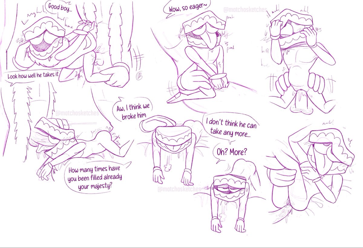 matchasketches's tweet photo. I WAS INSPIRED I learned recently about bee mating habits … and so did Caine 😳 

I’ll draw him in his cute little outfit again, too bad it got ripped off pretty quickly- 
#royalteeth #genitalcircus #tadcnsfw #cainexkinger #caine #kinger https://t.co/IygpNGMtz8