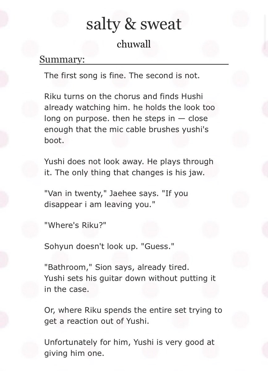 sohyushi's tweet photo. salty &amp; sweat

#yuriku | #yutkul | #쿨윳 
- 3.3k words
- emo yuriku post-show bathroom sex
- explicit
- check tags

🔗 https://t.co/N0XTChDNbn https://t.co/cCHRAhqtTJ