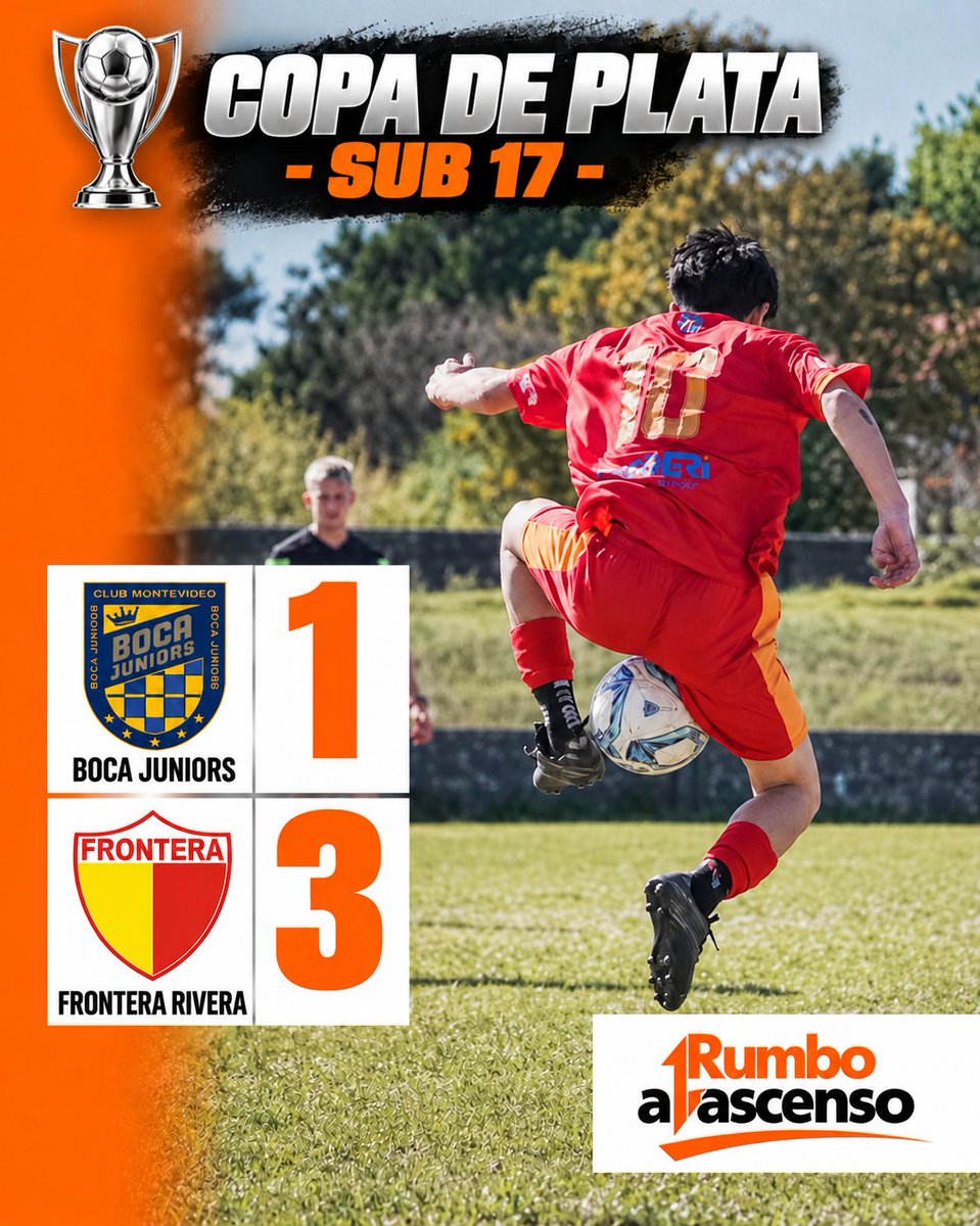 elascensouy's tweet photo. #CopaDePlata 
FINAL
Categoria Sub 17
Estadio: Victor Della Valle
Boca Juniors 1️⃣ - 3️⃣ Frontera Rivera

Auspicia: NexoraMG https://t.co/QjhOQXPa9k