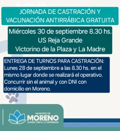 protegealanimal's tweet photo. MORENO 
#MORENO #BARRIOPARQUE   #BARRIO2000 #JARDINES1 #CASCALLARES #SAMBRIZZI #ELCAÑÓN #LASFLORES #PASODELREY #TRUJUI #BARRIO4VIENTOS #MALAVER2 #CUARTELV #LAREJAGRANDE #VILLASALAS #VILLAZAPIOLA #25DEMAYO #LAVICTORIA #LAYUNTA #FÁLVAREZ #ZONAOESTE #GRANBSAS #BSAS #CONURBANO https://t.co/nSNmEVeYNZ