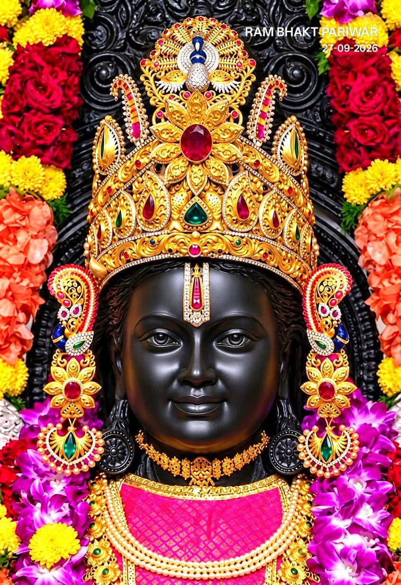 HiNdU05019434's tweet photo. 🟢🦋 ⃝🌟#ॐ_श्री_रामललाय_नमः🌟 ⃝🦋🟢

नमामि रामं नरदेवरूपं सीतापतिं भक्तजनानुकम्पम् ।  
राजीवलोचनं रघुवंशनाथं श्रीरामचन्द्रं शरणं प्रपद्ये ॥

मर्यादा पुरुषोत्तम प्रभु श्री रामलला के आज दिनांक २७.९.२०२६ के प्रात: कालीन श्रृँगार आरती दिव्य दर्शनम ❣️ 

   ‼️🙏♨️#जय_श्री_राम♨️🙏‼️ https://t.co/1Eyxi1GIU3