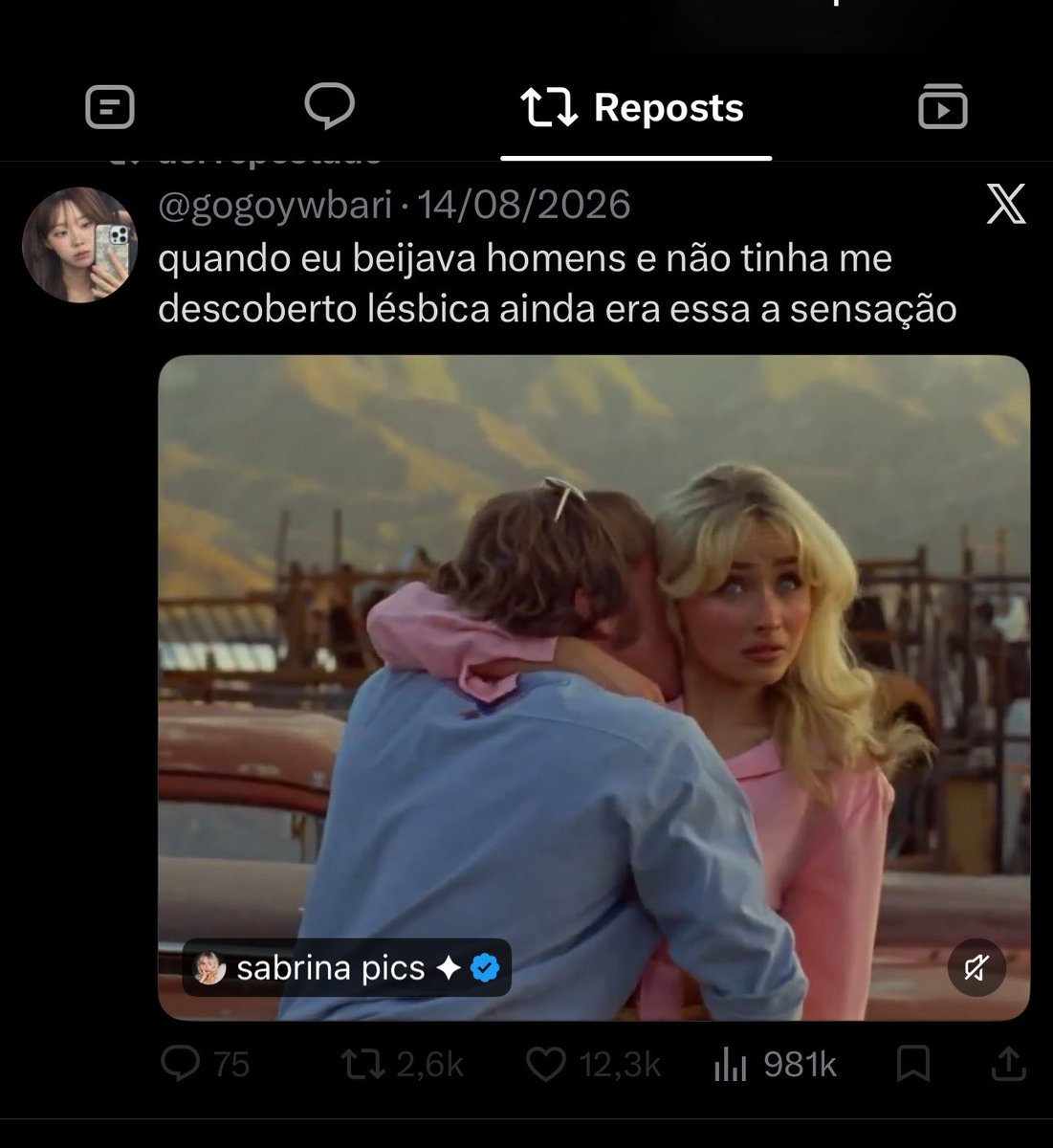 cruelesbian's tweet photo. a minha ex que me traiu 8 vezes com homem republicou isso kkkkk https://t.co/cjMI2BQ9rn