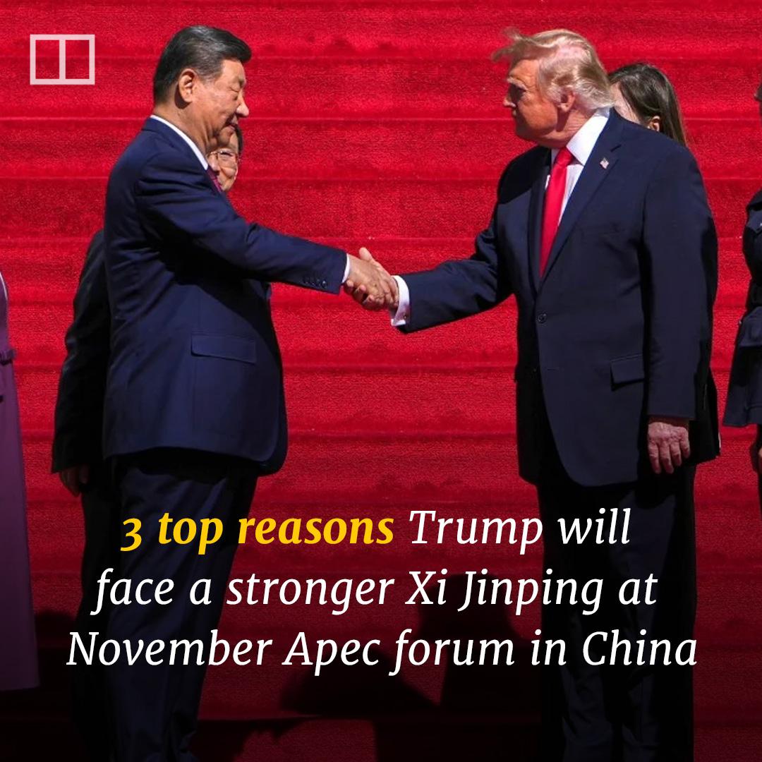 SCMPNews's tweet photo. When Donald Trump arrives in Shenzhen for the Apec summit, he will face a Chinese leader even more confident than the one who left Washington this week after a state visit heavy on pageantry but light on concrete deliverables. Read more: https://t.co/ixWTjGOJjp

#china #unitedstates #xijinping #donaldtrump #apec