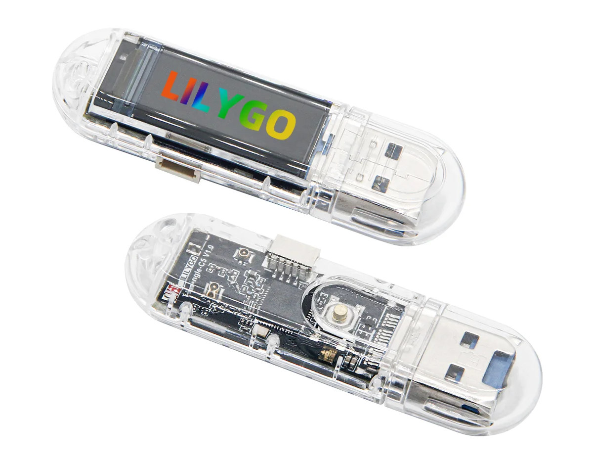 cnxsoft's tweet photo. ESP32-C5 USB dongle with dual-band WiFi 6 support.
https://t.co/vAIiEx49oB

@lilygo9 T-Dongle-C5 offers dual-band WiFi 6, BLE, and 802.15.4 connectivity, an optional 0.96-inch color display, a microSD card slot, and a USB-A male port. It's also equipped with 16MB flash, 8MB PSRAM, and a Qwiic expansion connector.

In addition to the Arduino-based factory firmware and code samples provided by LILYGO, the devkit also supports ESP32 Marauder, DIY Biscuit, and Void C5 firmware for wireless security testing and experimentation.