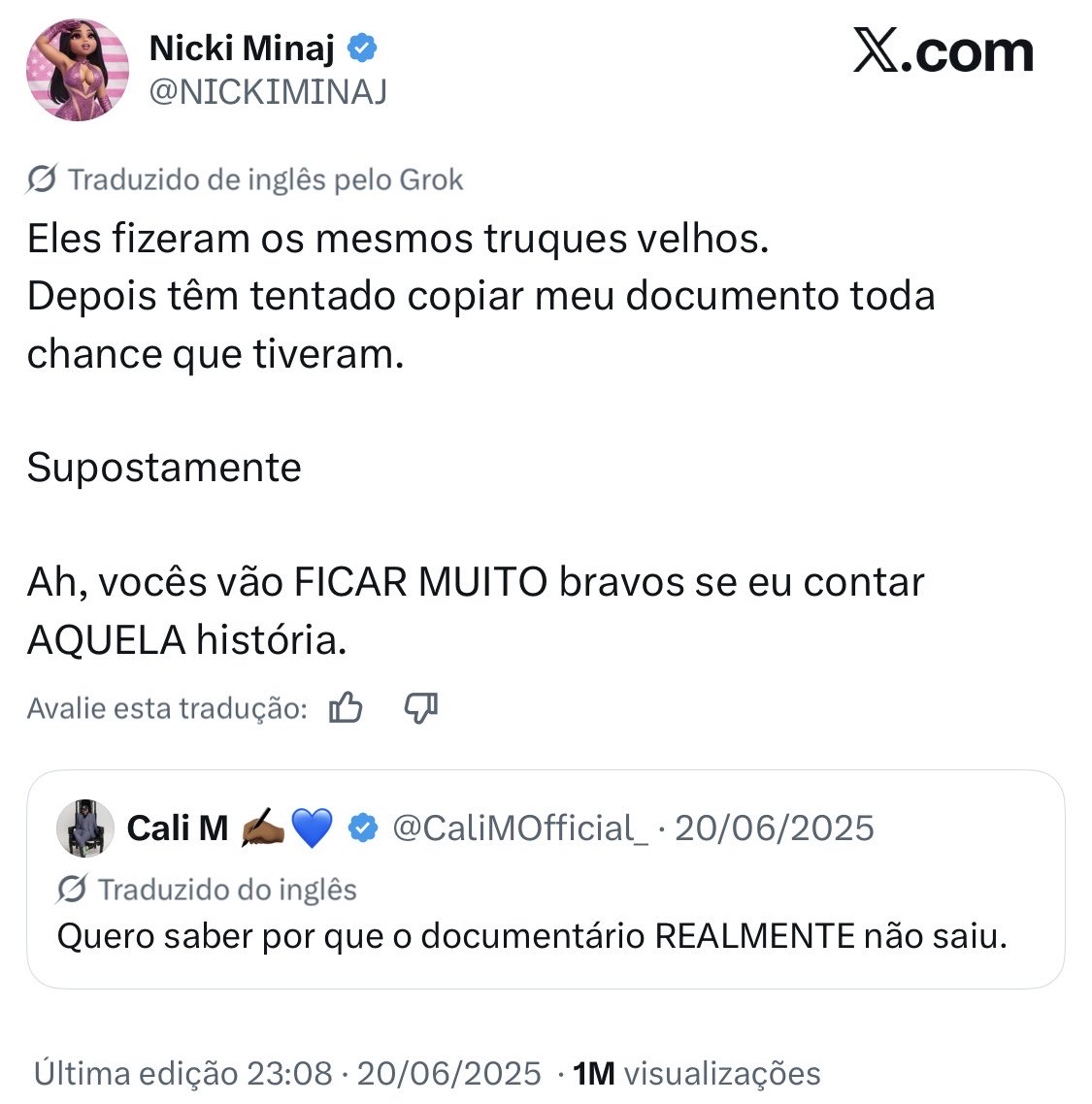 NMBrasilofc's tweet photo. Denúncias feitas pela Nicki: https://t.co/NQBccqCXFk