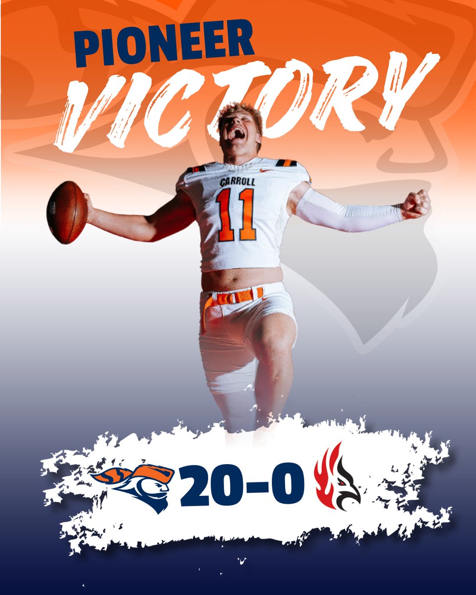pio_athletics's tweet photo. PIOS WIN!

@piofootball defeats in-state rival Carthage College in the Battle for the Old Musket!
The Pioneer defense stifled the Firebird offense, tying the school record with EIGHT sacks!

#GoPios https://t.co/ZofiYOJhpu